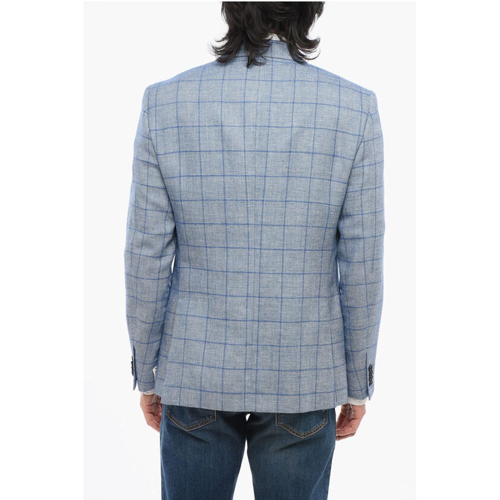 Nino Danieli Single-breasted Checkered Linen Blend Blazer - Image 2