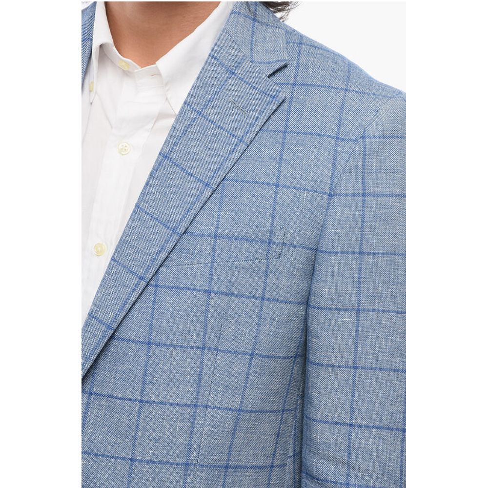 Nino Danieli Single-breasted Checkered Linen Blend Blazer - Image 3