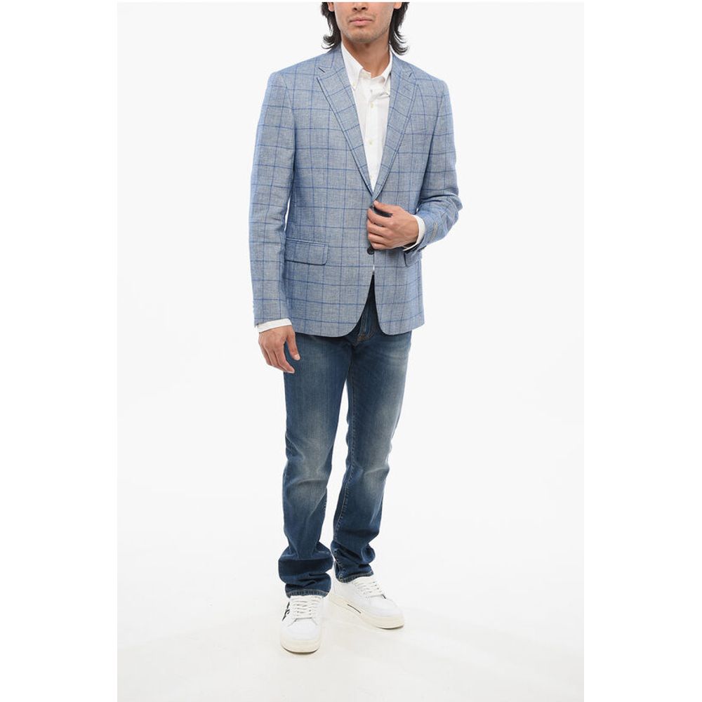 Nino Danieli Single-breasted Checkered Linen Blend Blazer - Image 4