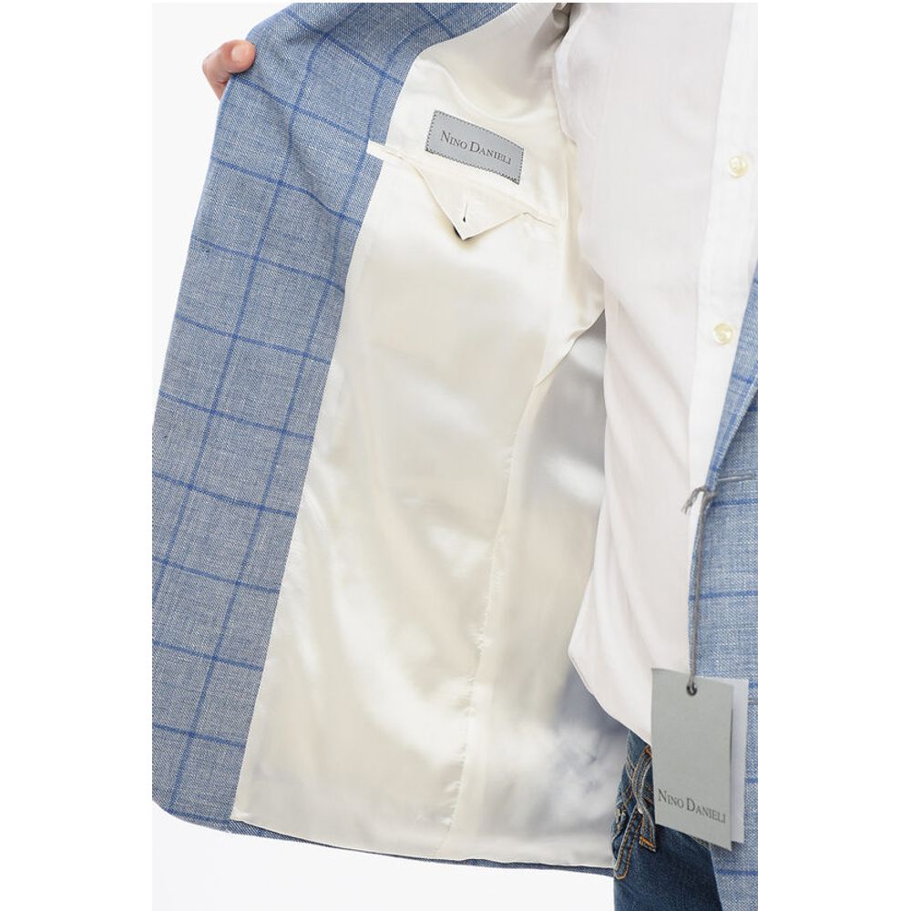 Nino Danieli Single-breasted Checkered Linen Blend Blazer - Image 5