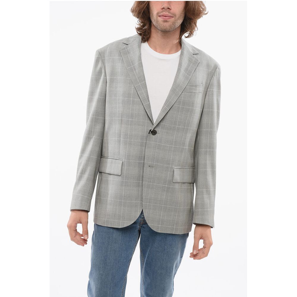 Corneliani Cool Wool CIRCLE Blazer with Glen Plaid Motif