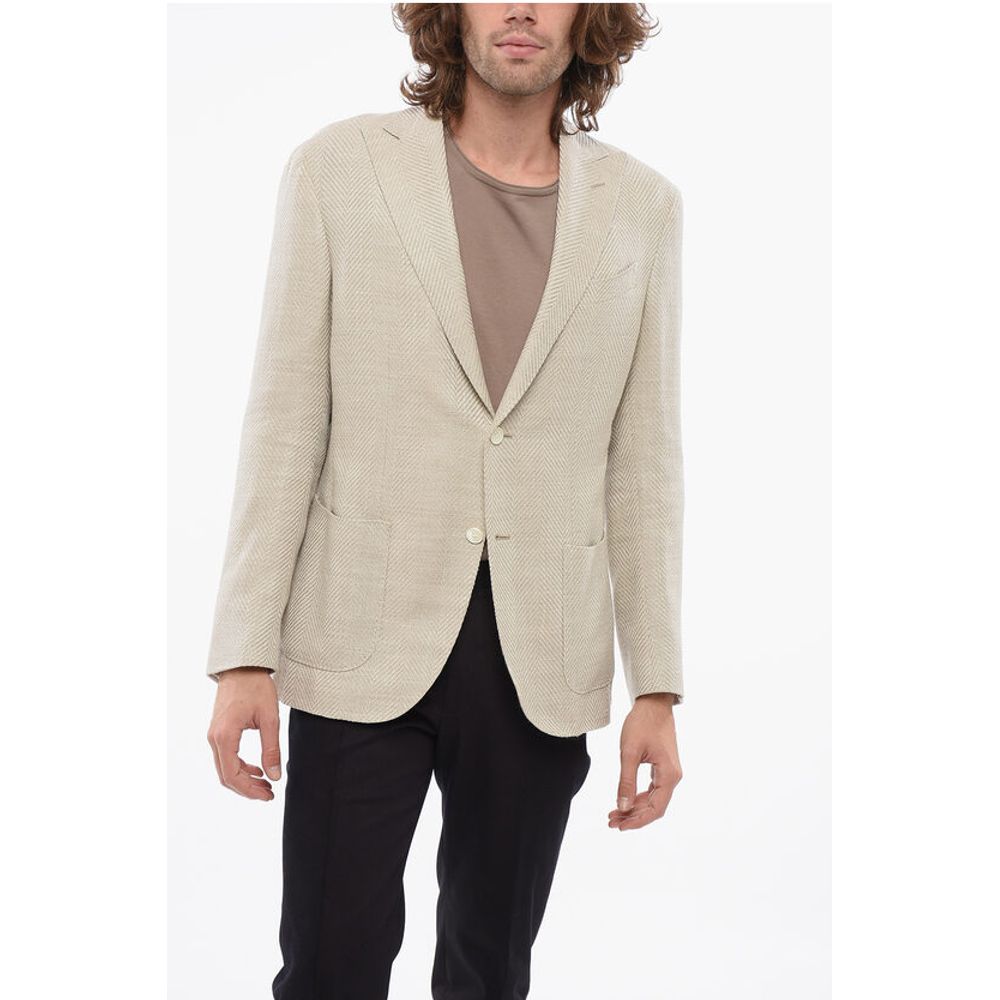 Corneliani Herringbone Fabric GATE Blazer with Peak Label