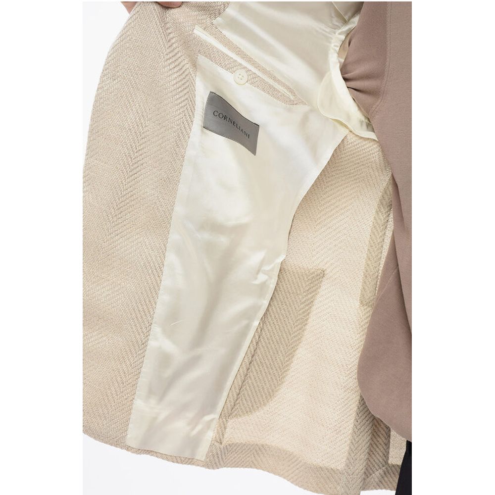 Corneliani Herringbone Fabric GATE Blazer with Peak Label - Image 5