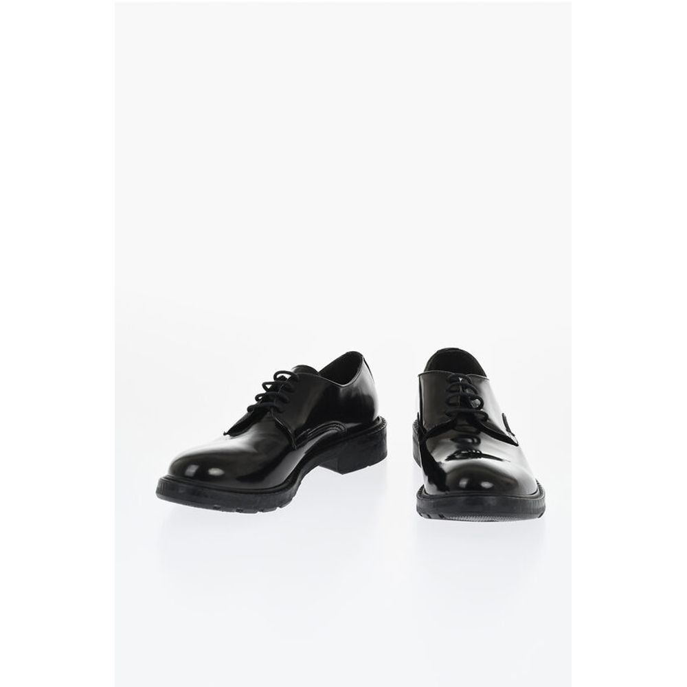 Corneliani Solid Color Brushed Leather Derby Shoes