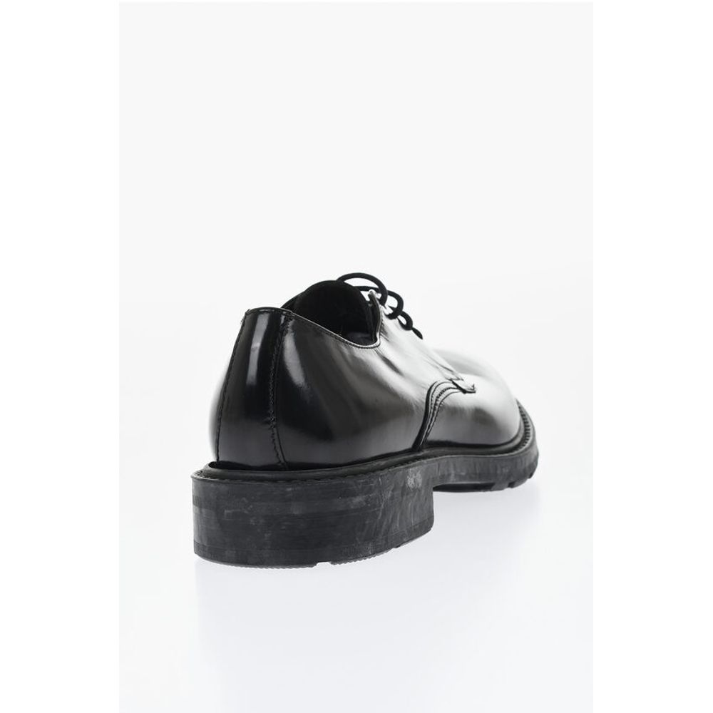 Corneliani Solid Color Brushed Leather Derby Shoes - Image 2