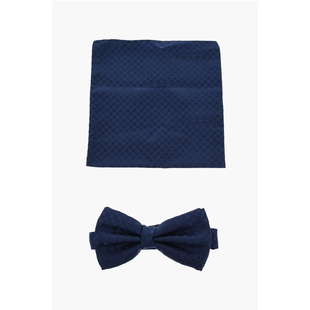 Corneliani CC COLLECTION Jacquard Silk Pocket Square and Bow Tie Set