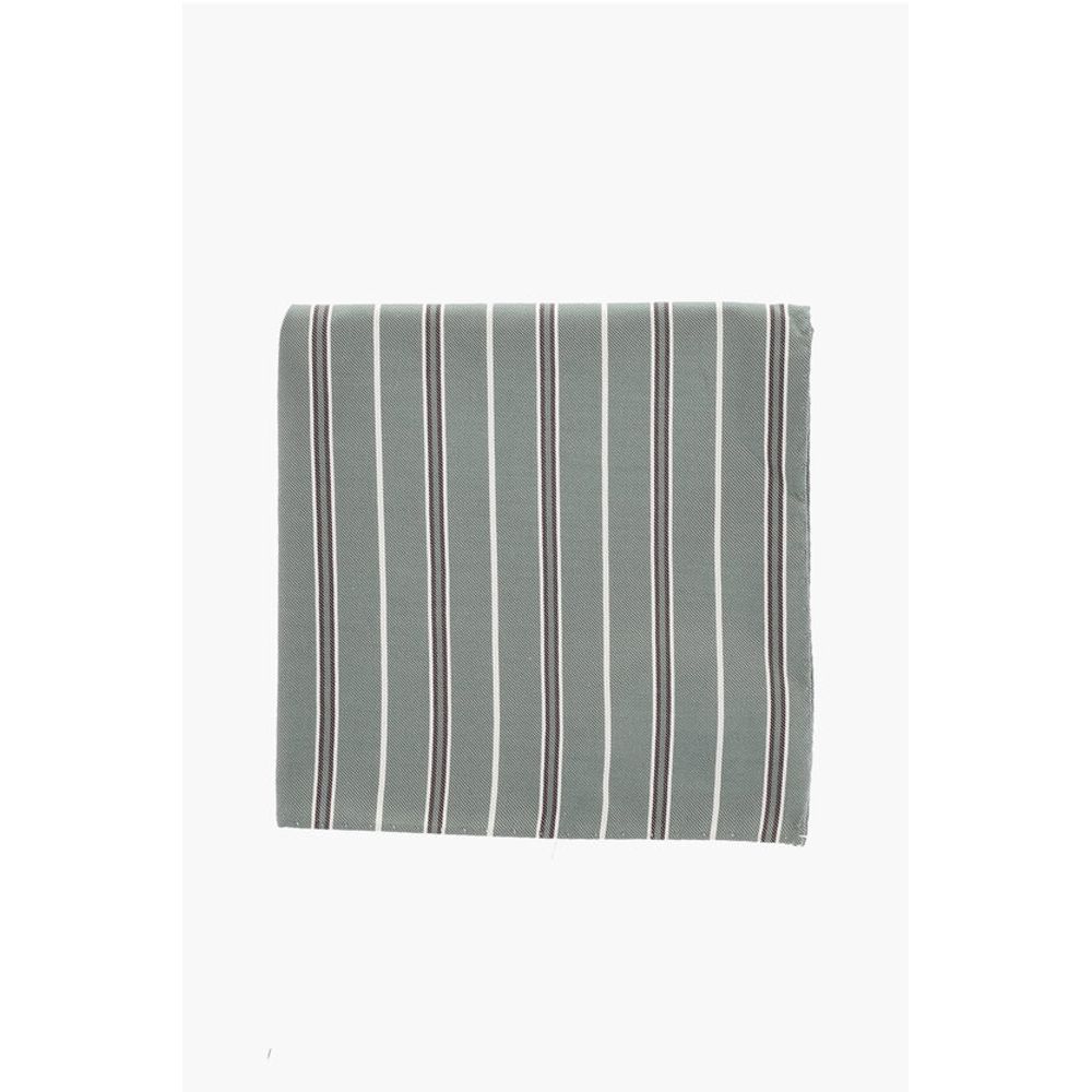 Corneliani CC COLLECTION Bayadere Patterned Cotton Blend Pocket Square