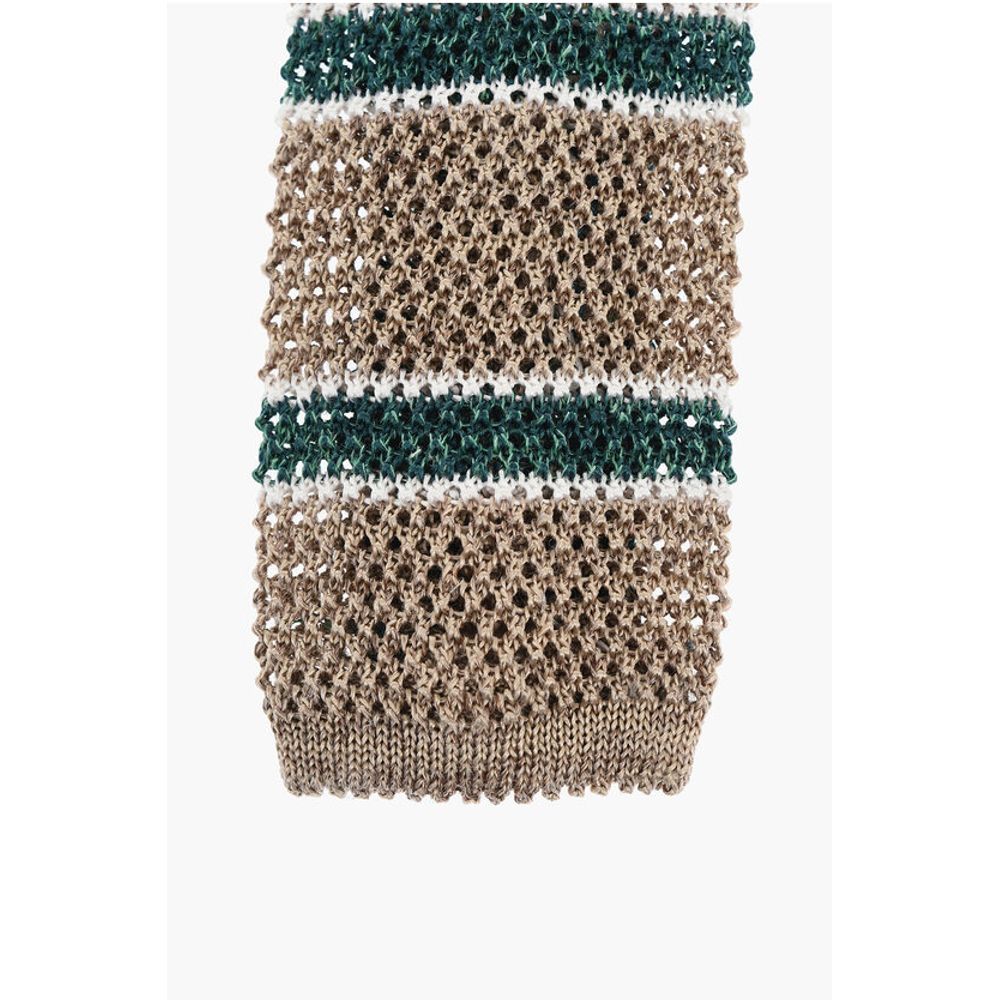 Corneliani Balanced Stripe Linen Blend Tie - Image 2