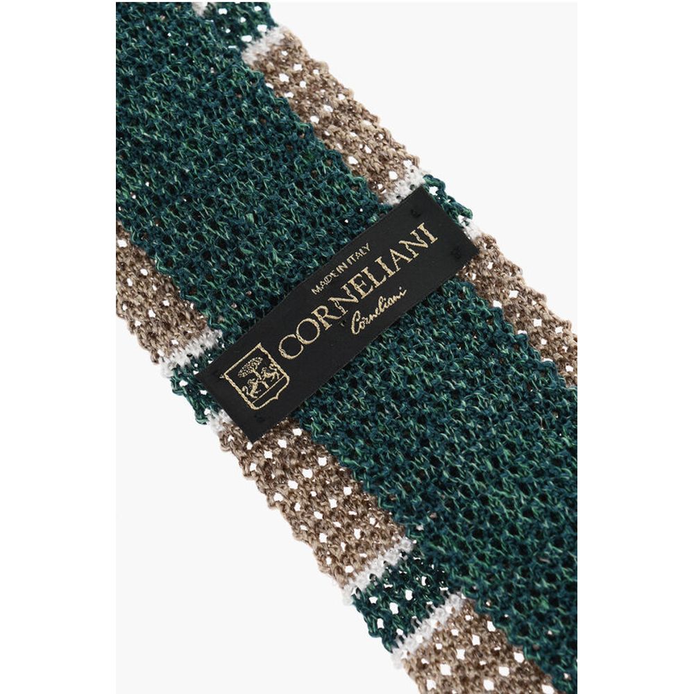 Corneliani Balanced Stripe Linen Blend Tie - Image 3