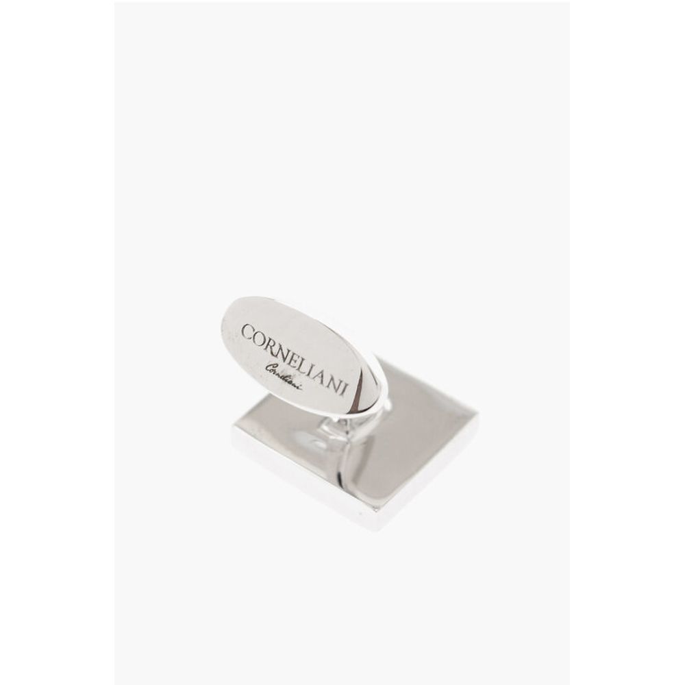 Corneliani Brass Cufflinks With Leather Details - Image 3