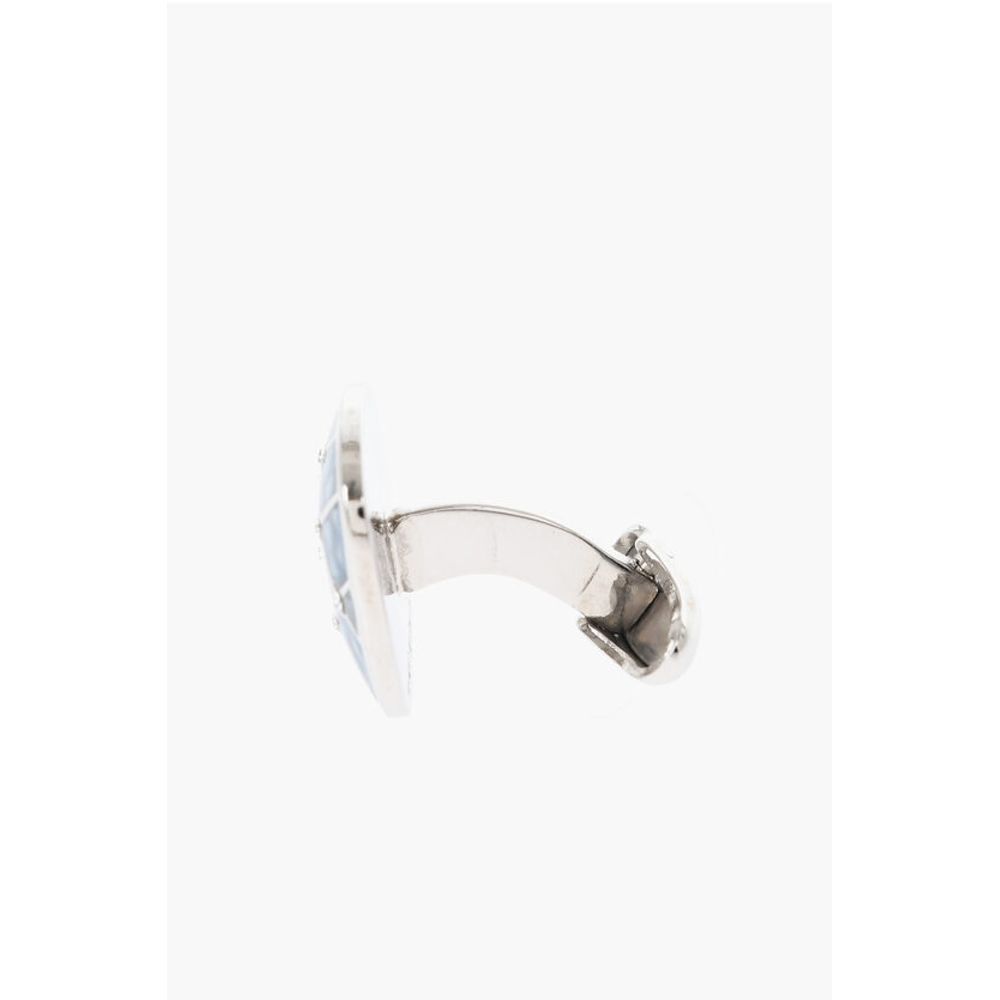 Corneliani Enameled Brass Cufflinks with Swarovskis - Image 2