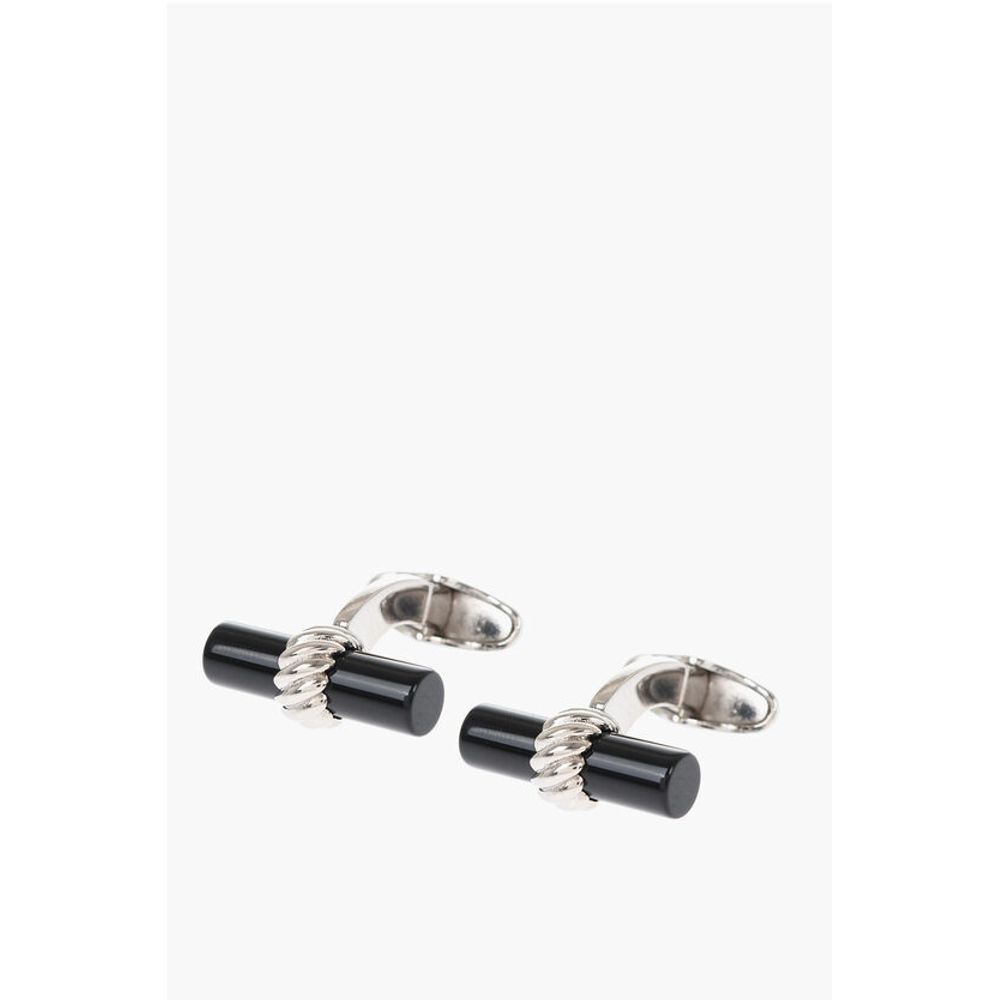 Corneliani Brass Cufflinks With Onyx Details