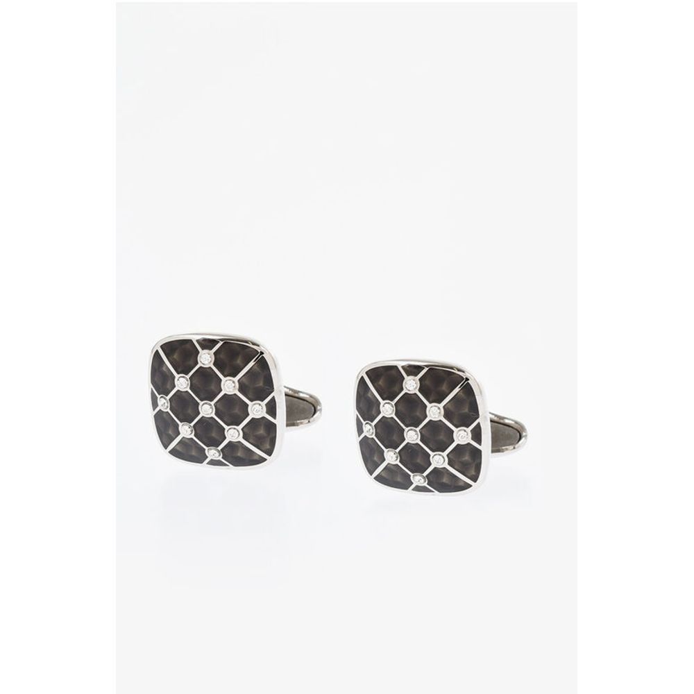 Corneliani Enameled Brass Cufflinks With Swarovskis