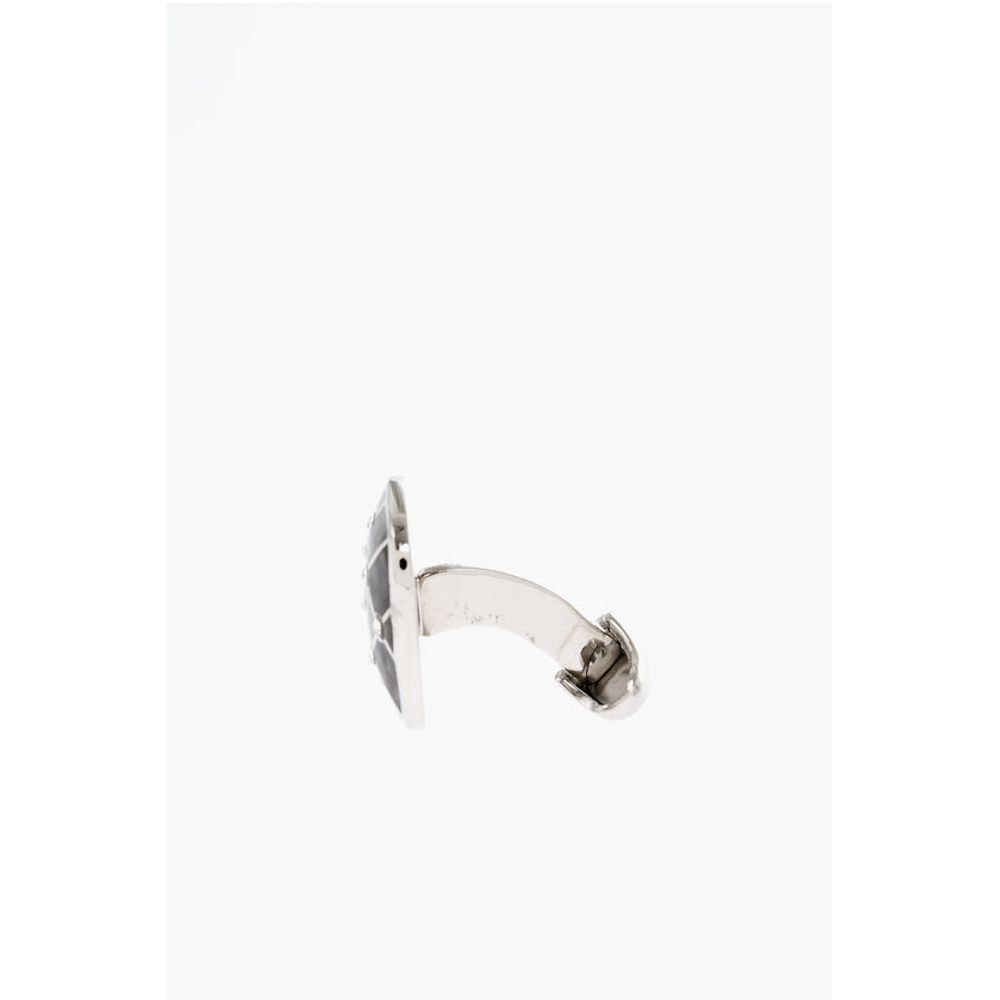 Corneliani Enameled Brass Cufflinks With Swarovskis - Image 2