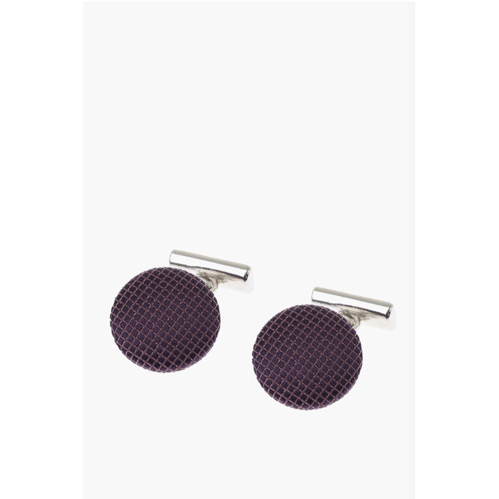 Corneliani Metal Cufflinks Lined With Embroidered Silk