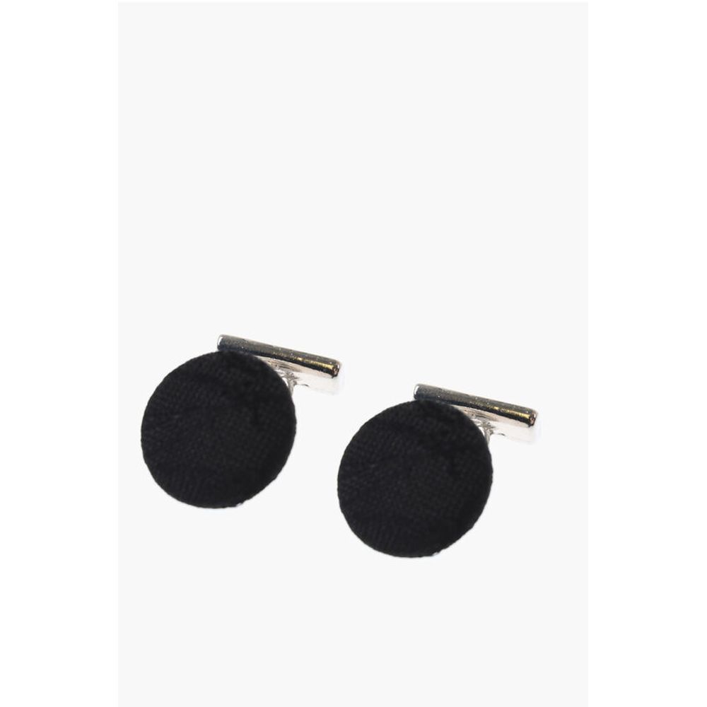 Corneliani Metal Cufflinks Lined With Embroidered Silk