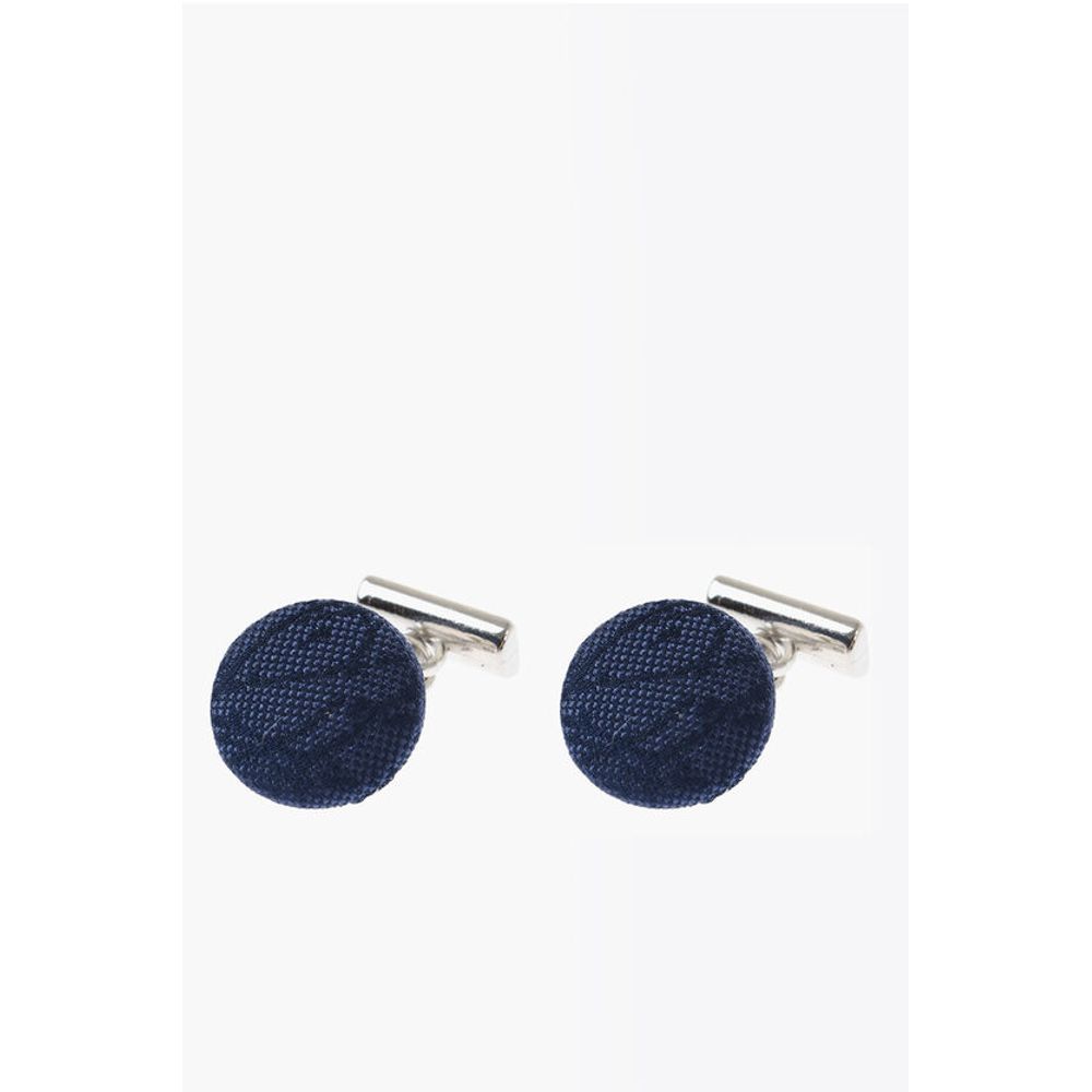Corneliani Metal Cufflinks Lined With Embroidered Silk