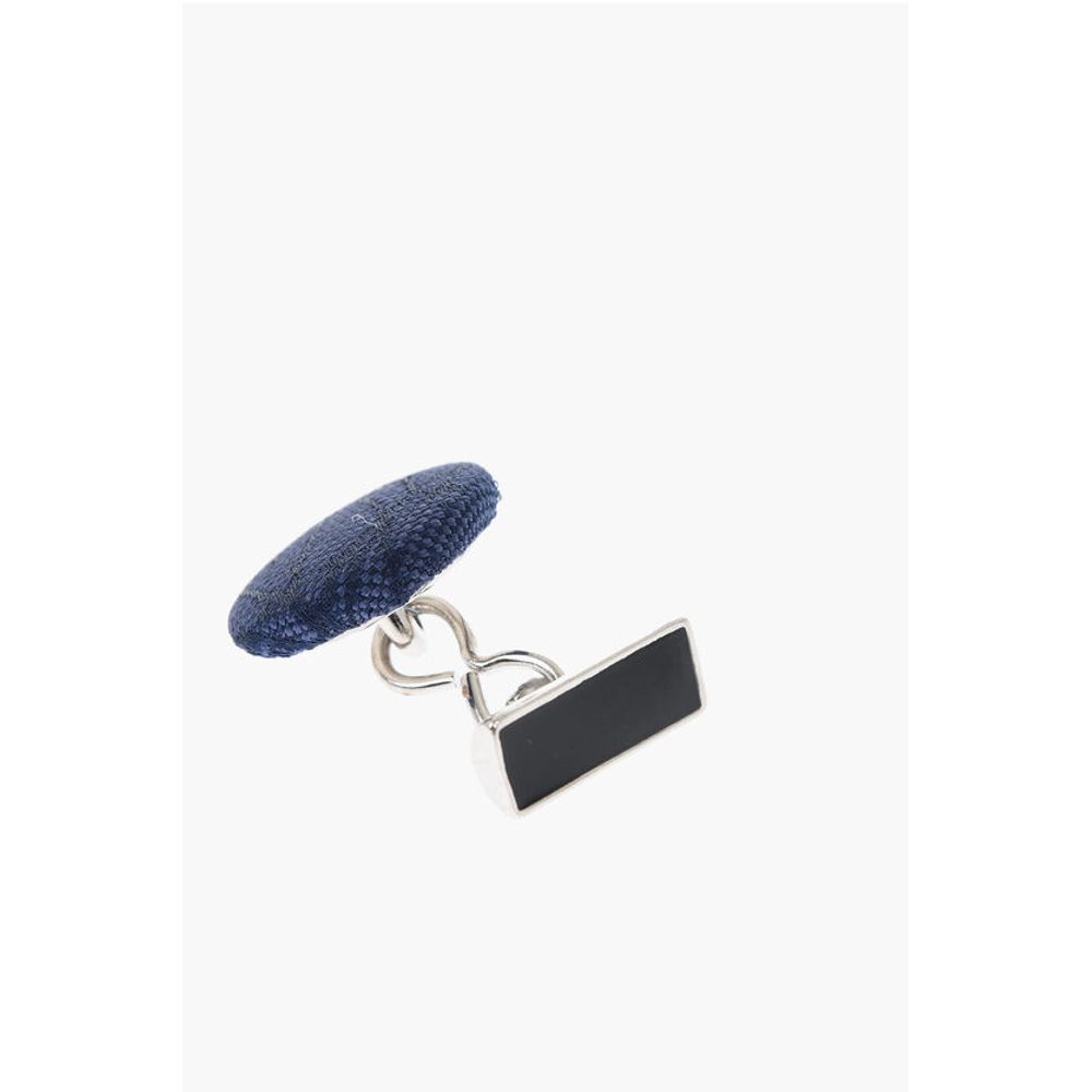 Corneliani Metal Cufflinks Lined With Embroidered Silk - Image 3