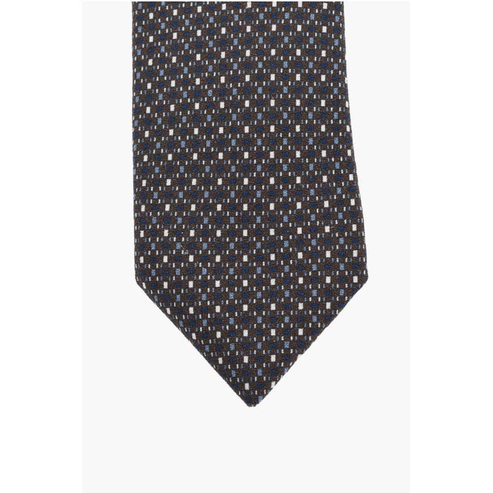 Corneliani CC COLLECTION Geometric Patterned Jacquard Silk Blend Tie - Image 2