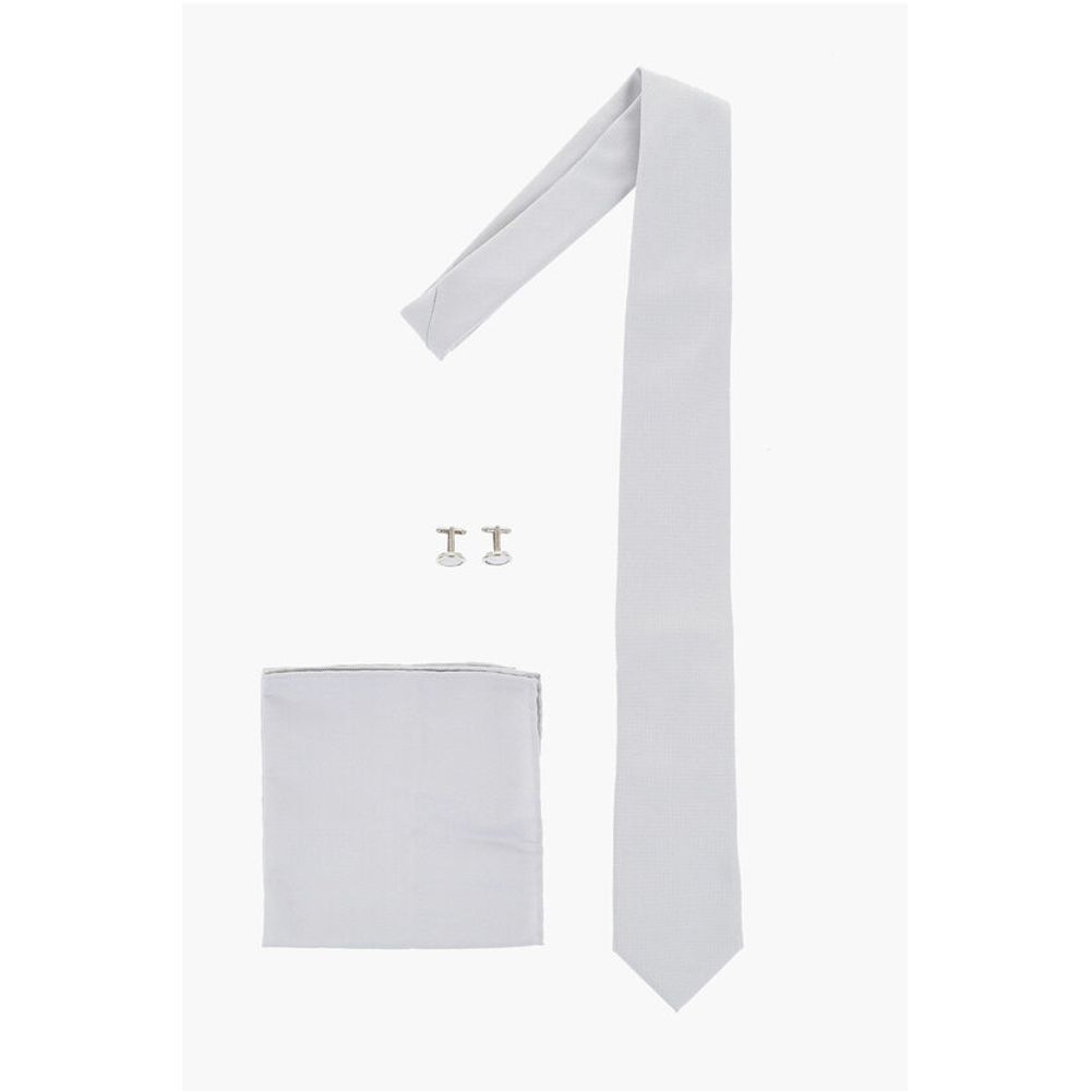 Corneliani Silk Blend Tie-Cufflinks-Pocket Square Set