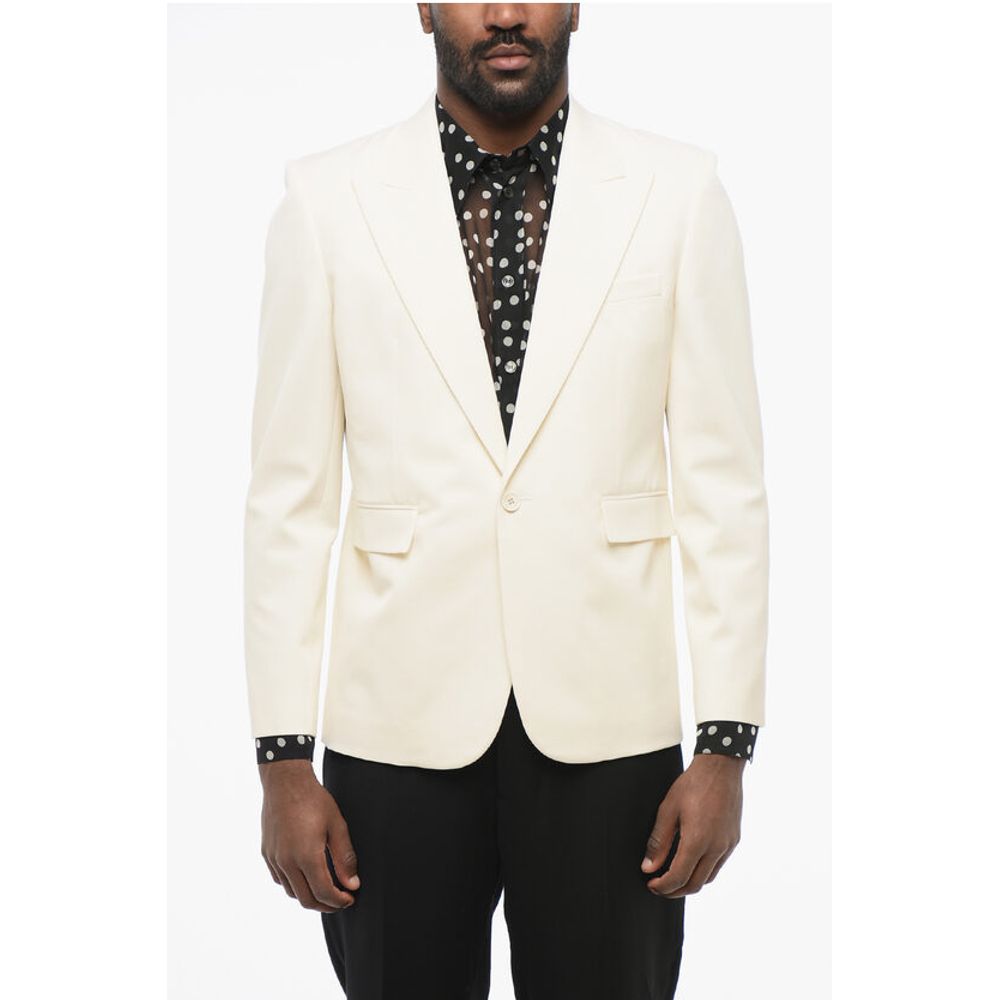 Saint Laurent Wool Slim Fit Blazer with Peak Lapel