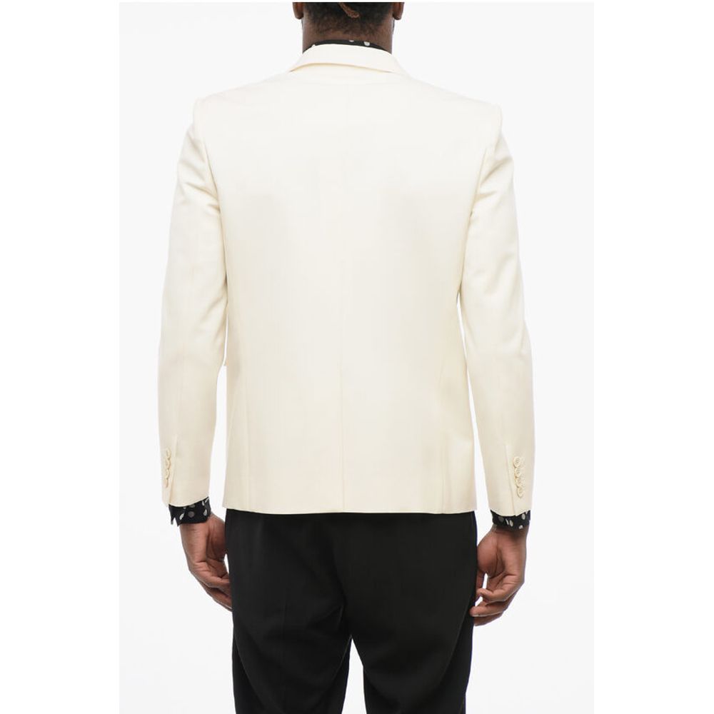 Saint Laurent Wool Slim Fit Blazer with Peak Lapel - Image 2