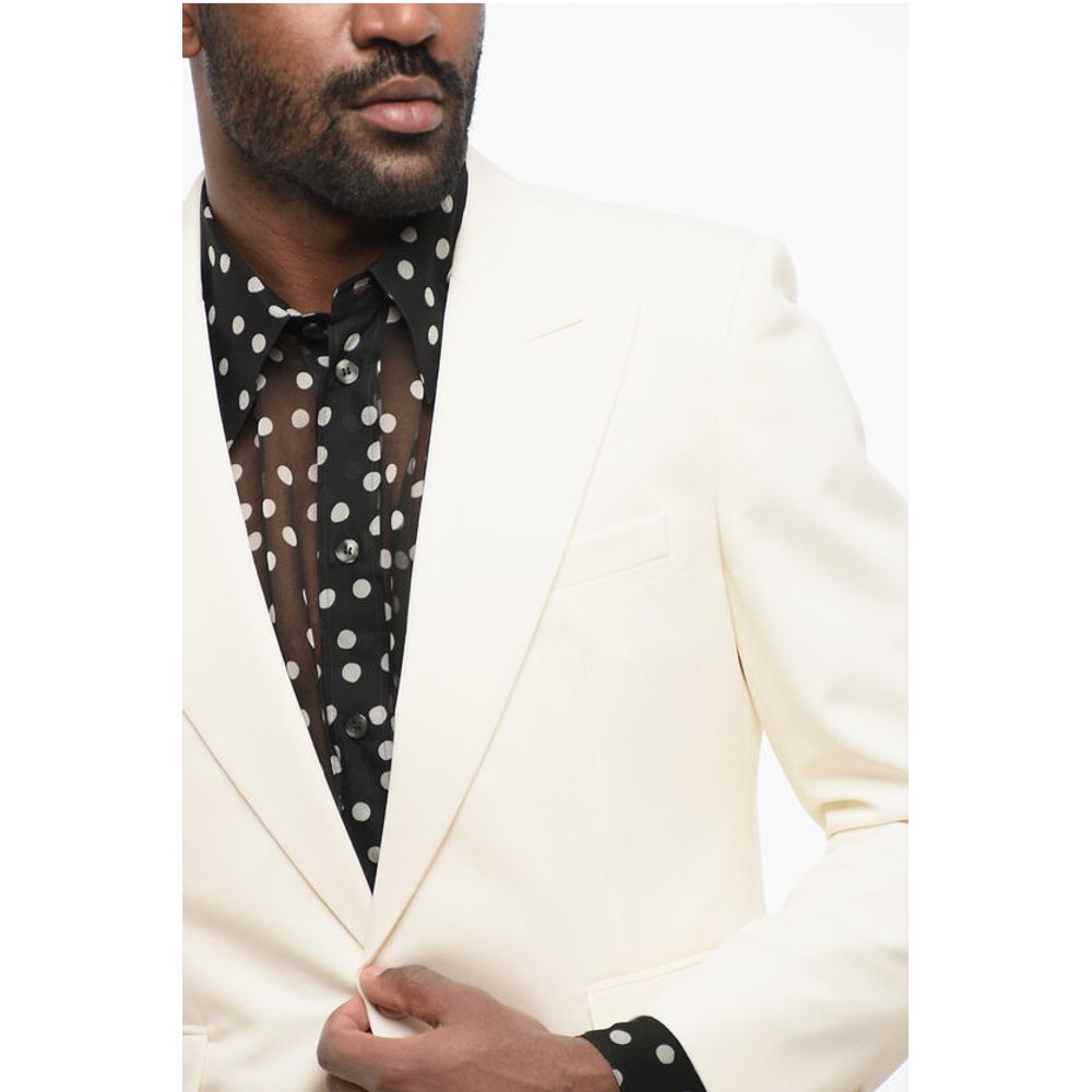 Saint Laurent Wool Slim Fit Blazer with Peak Lapel - Image 3