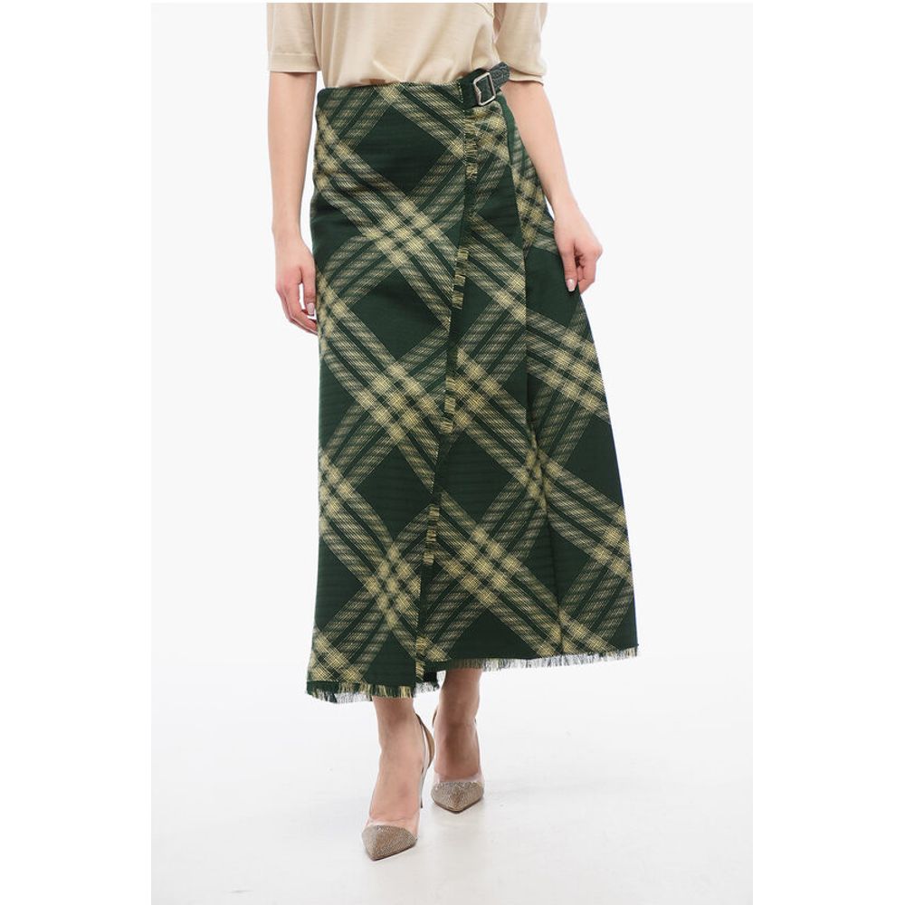 Burberry Wool Wrap Skirt with Fringed Hem