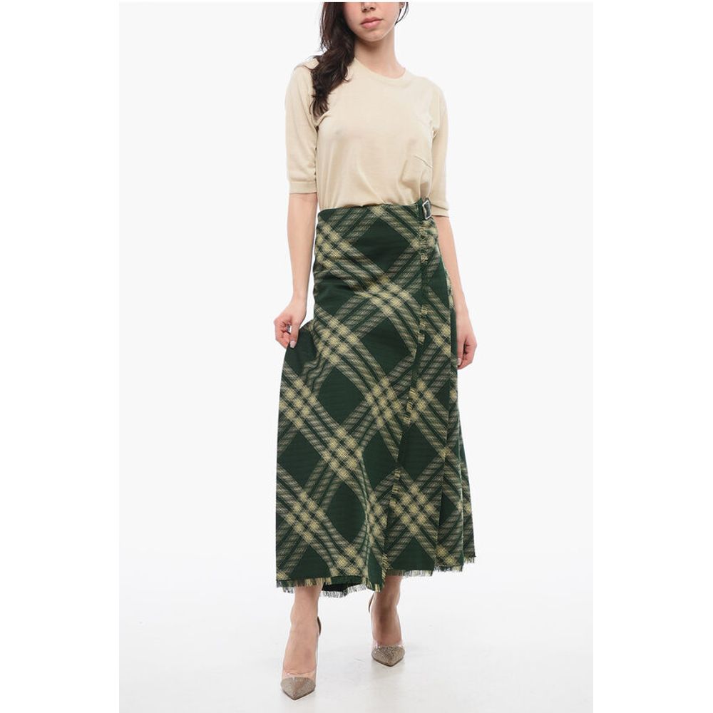Burberry Wool Wrap Skirt with Fringed Hem - Image 3