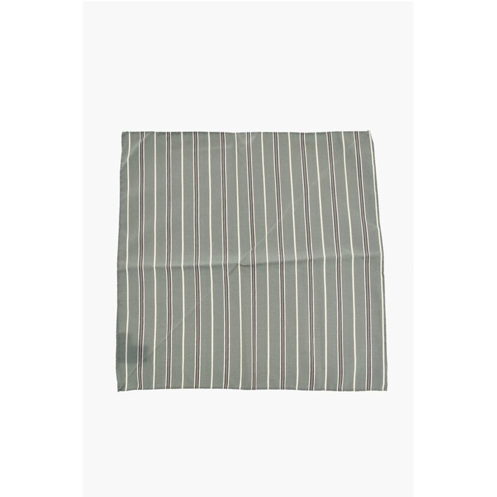 Corneliani CC COLLECTION Regimental Striped Cotton and Silk Pocket Squa - Image 2