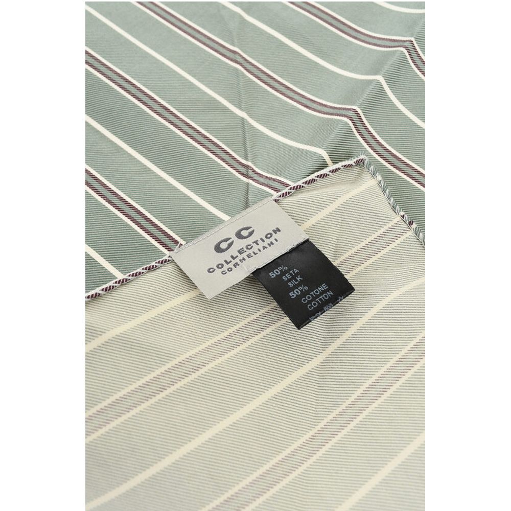Corneliani CC COLLECTION Regimental Striped Cotton and Silk Pocket Squa - Image 3