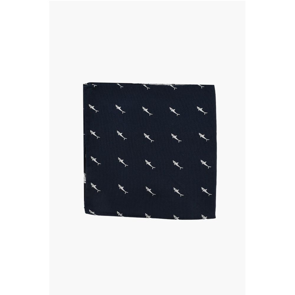 Corneliani CC COLECTION Silk Pocket Handkerchief With Shark Embroidery