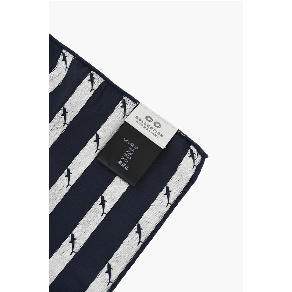 Corneliani CC COLECTION Silk Pocket Handkerchief With Shark Embroidery - Image 2