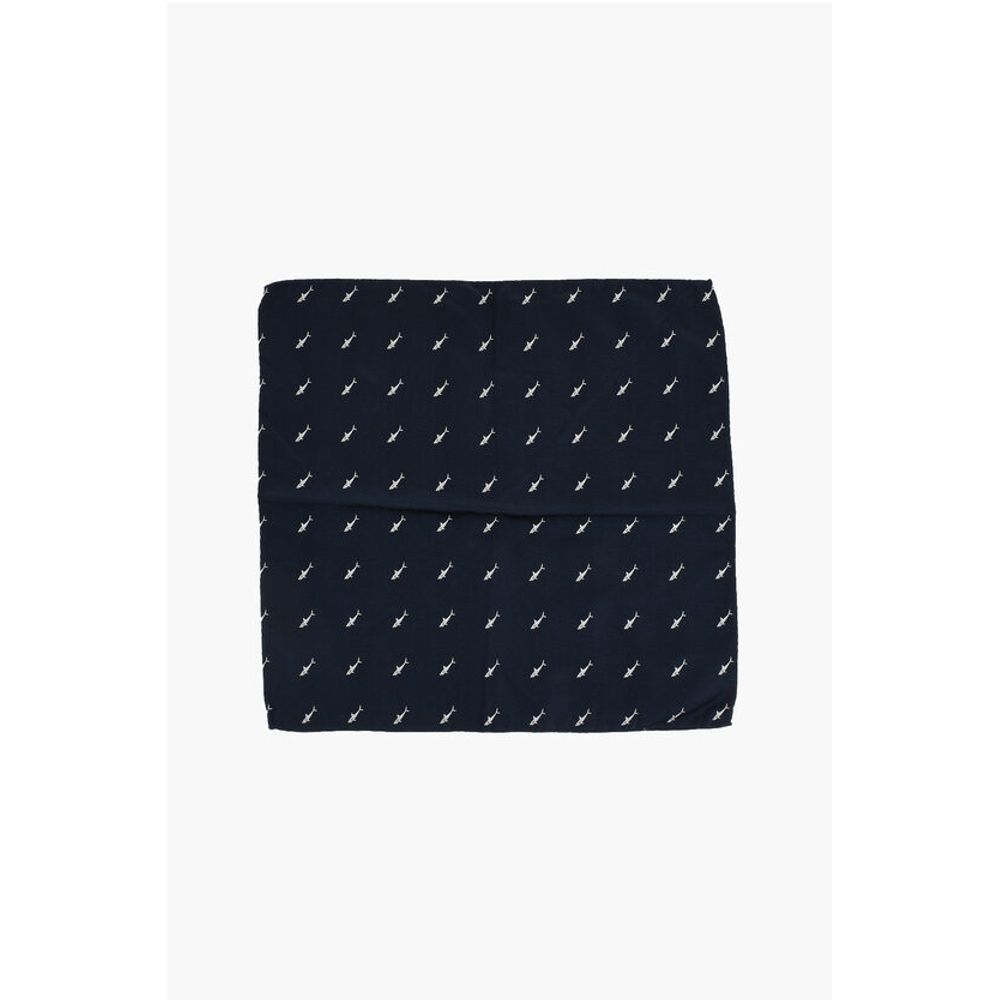 Corneliani CC COLECTION Silk Pocket Handkerchief With Shark Embroidery - Image 3