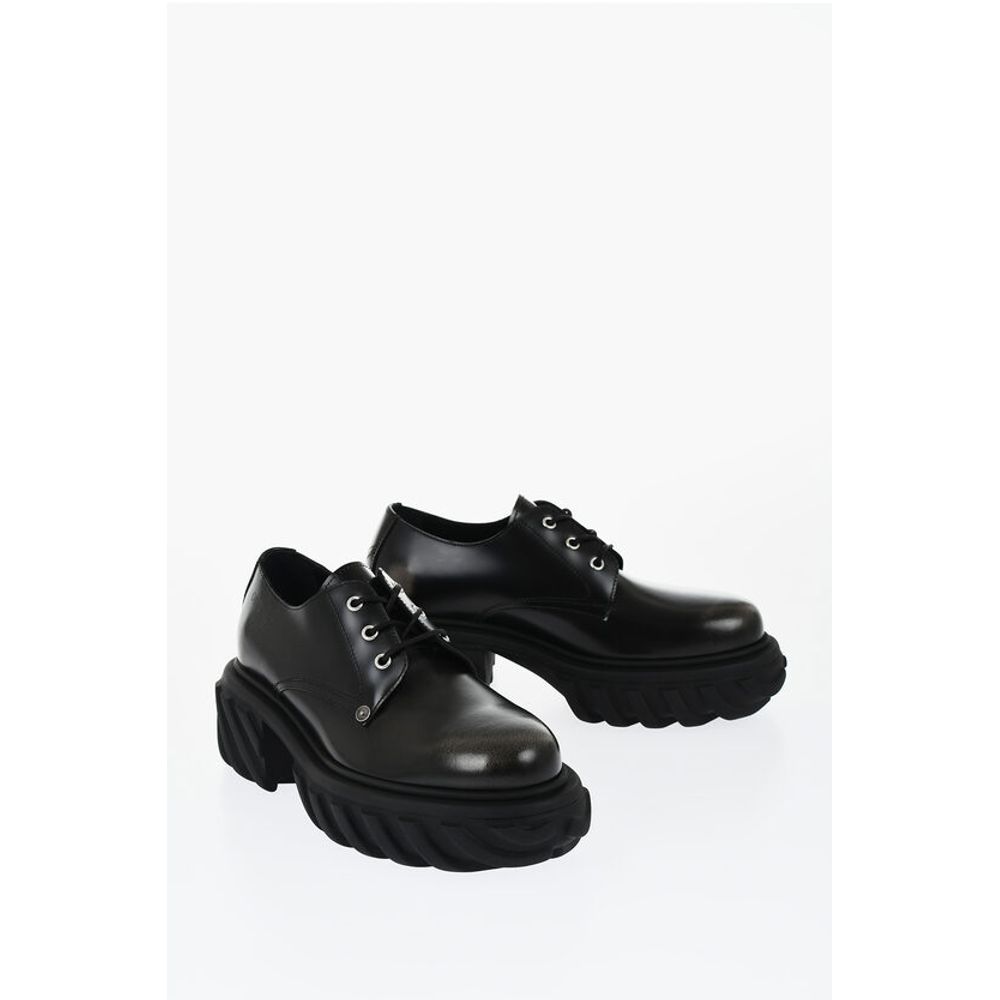 Off-White Brushed Leather EXPLORATION Derby With Chunky Sole