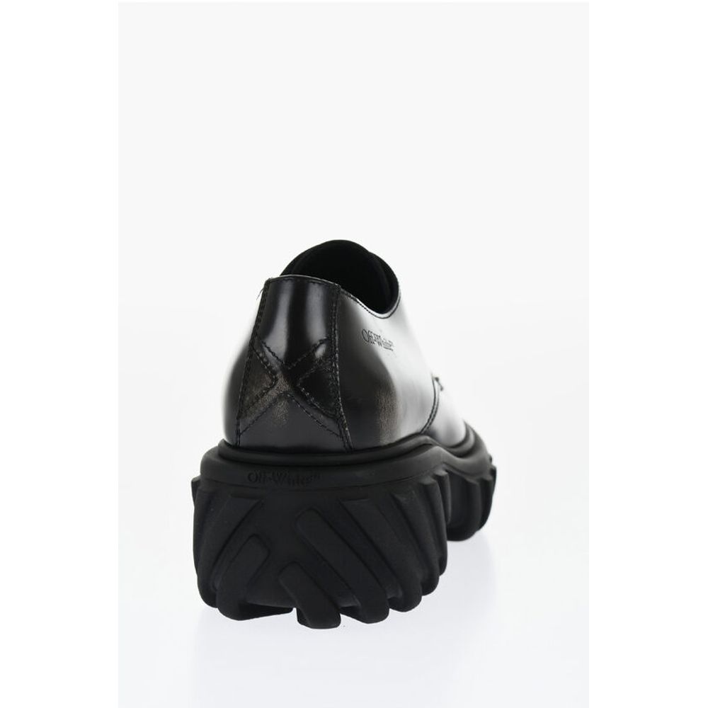 Off-White Brushed Leather EXPLORATION Derby With Chunky Sole - Image 2