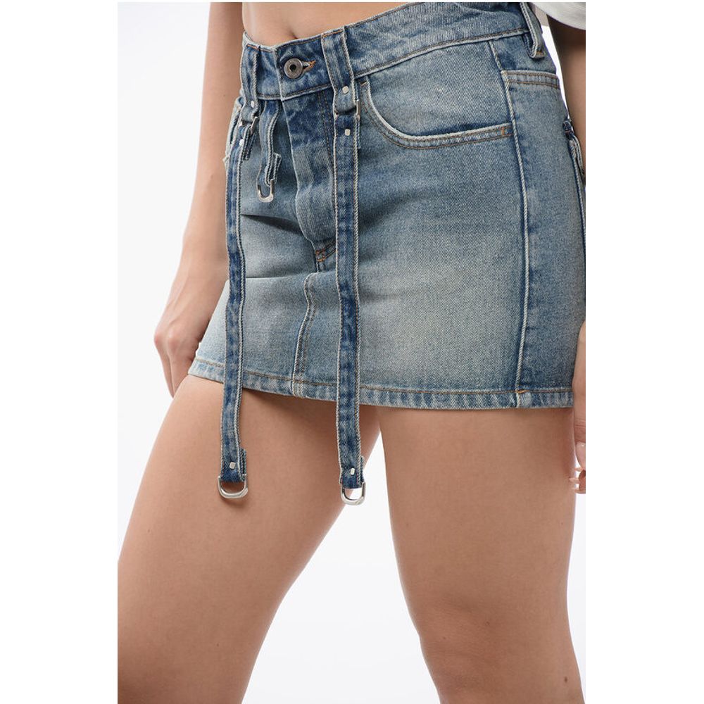 Off-White Stone Washed Denim Cargo Mini Skirt - Image 3