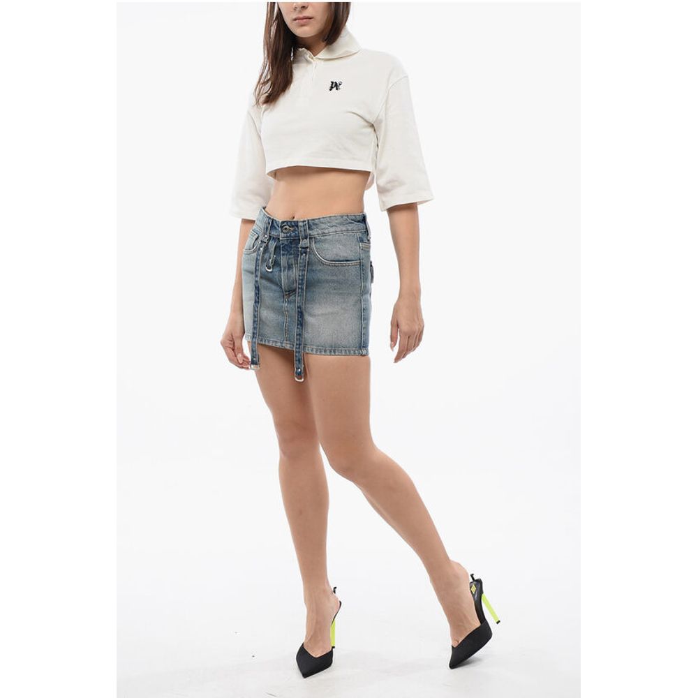 Off-White Stone Washed Denim Cargo Mini Skirt - Image 4