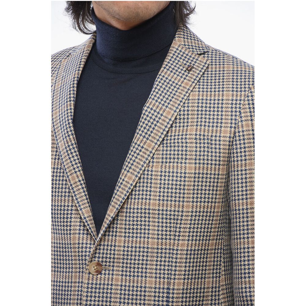 Corneliani CC COLLECTION Linen-blended Blazer with Checkered Motif - Image 3