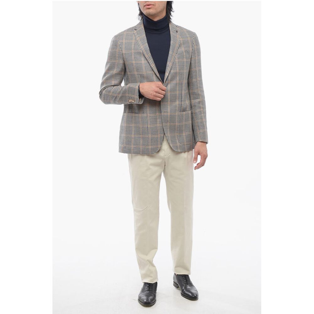 Corneliani CC COLLECTION Linen-blended Blazer with Checkered Motif - Image 4