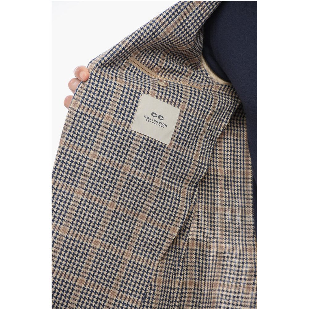 Corneliani CC COLLECTION Linen-blended Blazer with Checkered Motif - Image 5