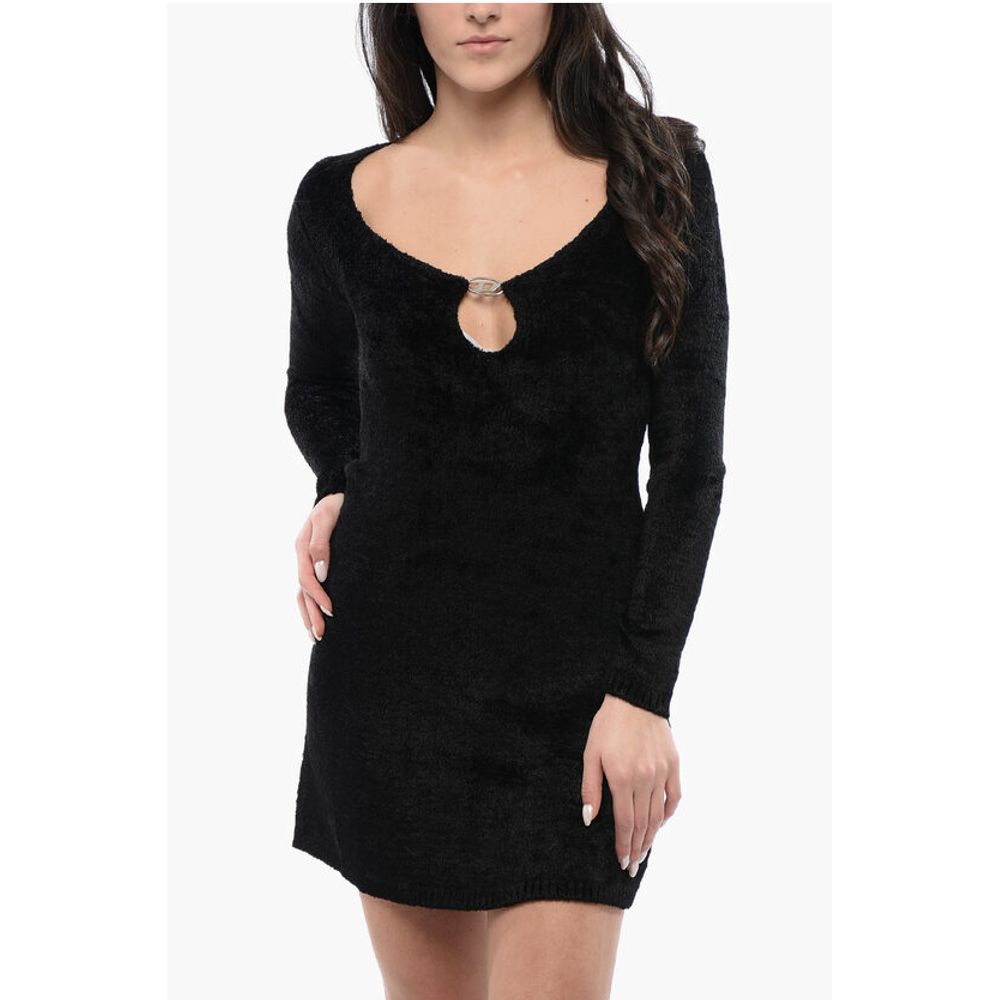 Diesel RED TAG Velvet M-COLEEN Mini Dress with Frontal Cut-Out Deta - Image 4