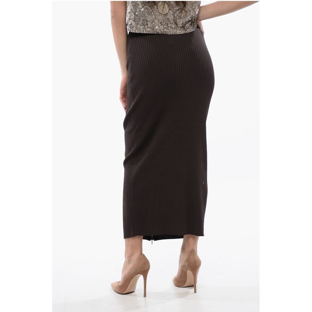 Nanushka Ribbed MEIKA Midi Skirt with Front Zip - Image 2