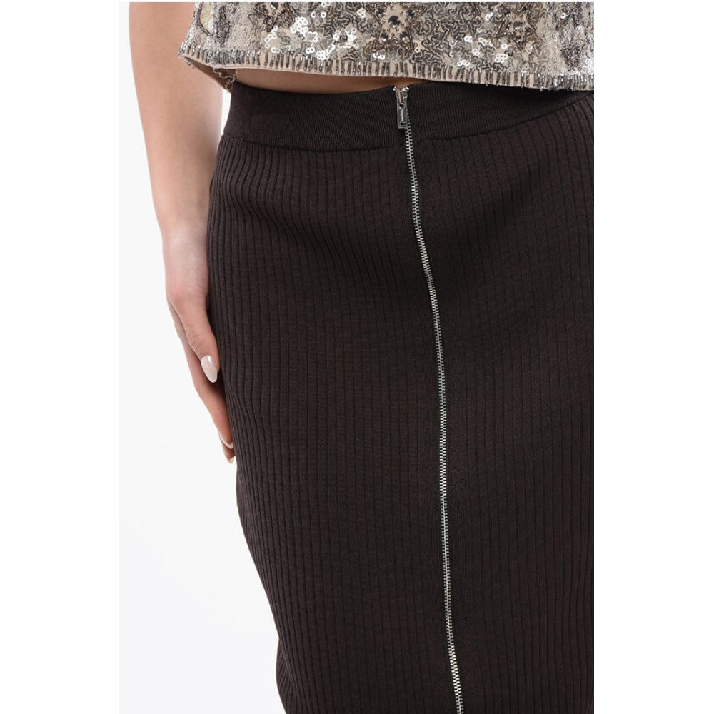 Nanushka Ribbed MEIKA Midi Skirt with Front Zip - Image 3