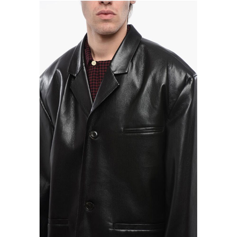 Nanushka Center Vent Faux Leather SANCO Blazer - Image 3