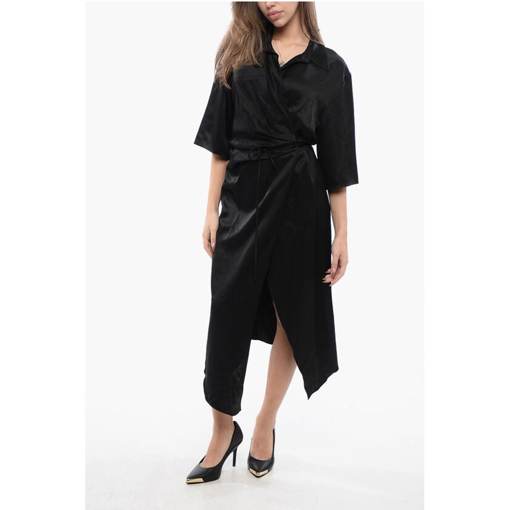 Nanushka Satin LAIS Wrap-Dress with Breast Pocket