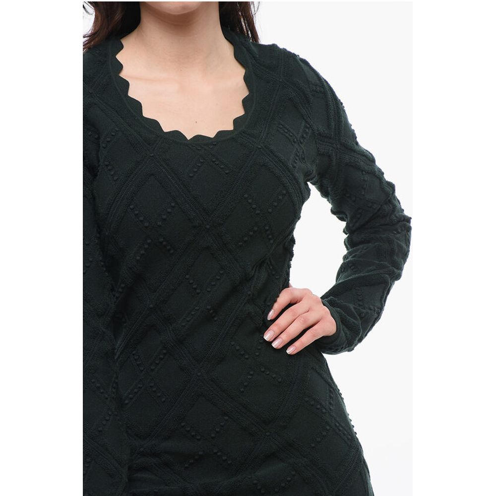 Burberry Wool Dress with Geometric Trimming - Image 3