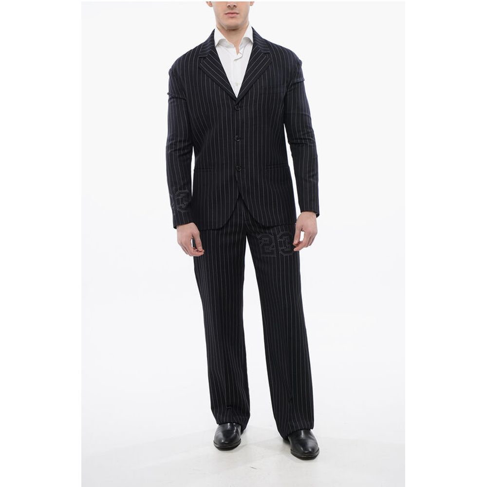 Off-White Pinstriped 23 Blazer with Flap Pockets - Image 4