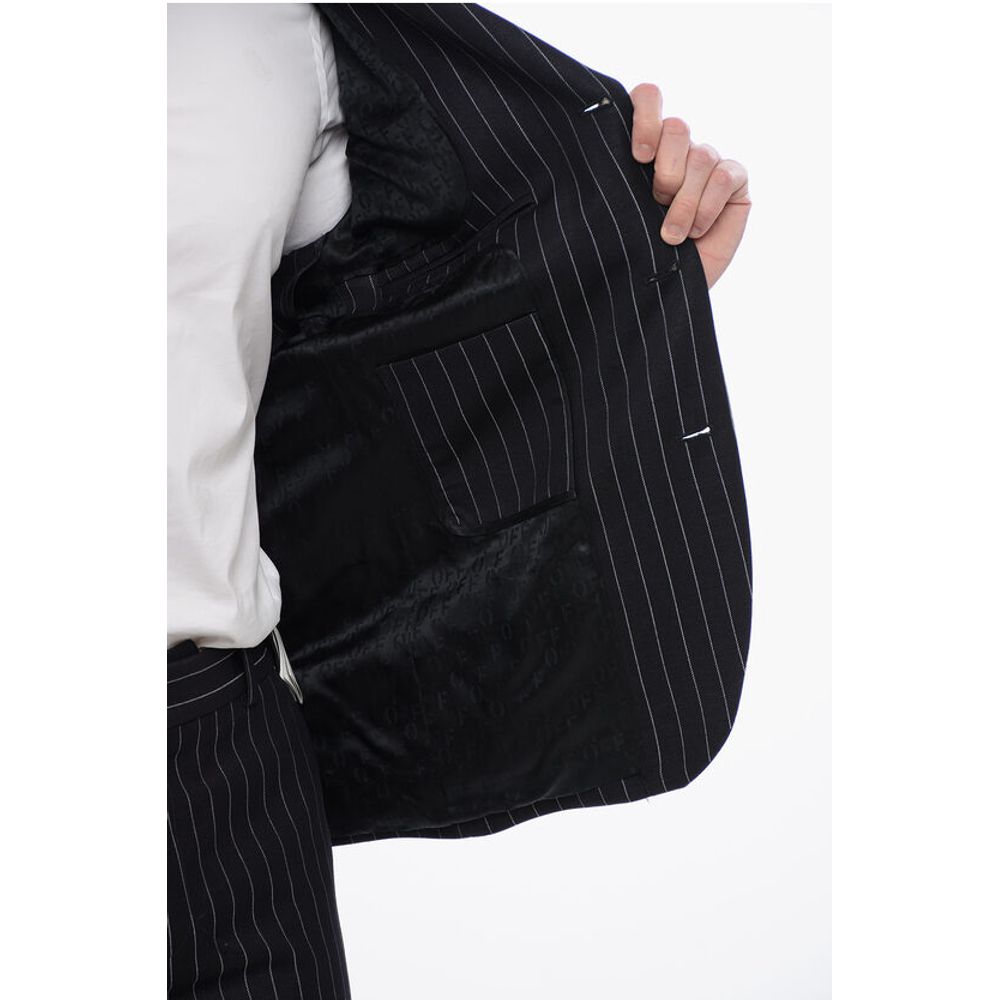 Off-White Pinstriped 23 Blazer with Flap Pockets - Image 5