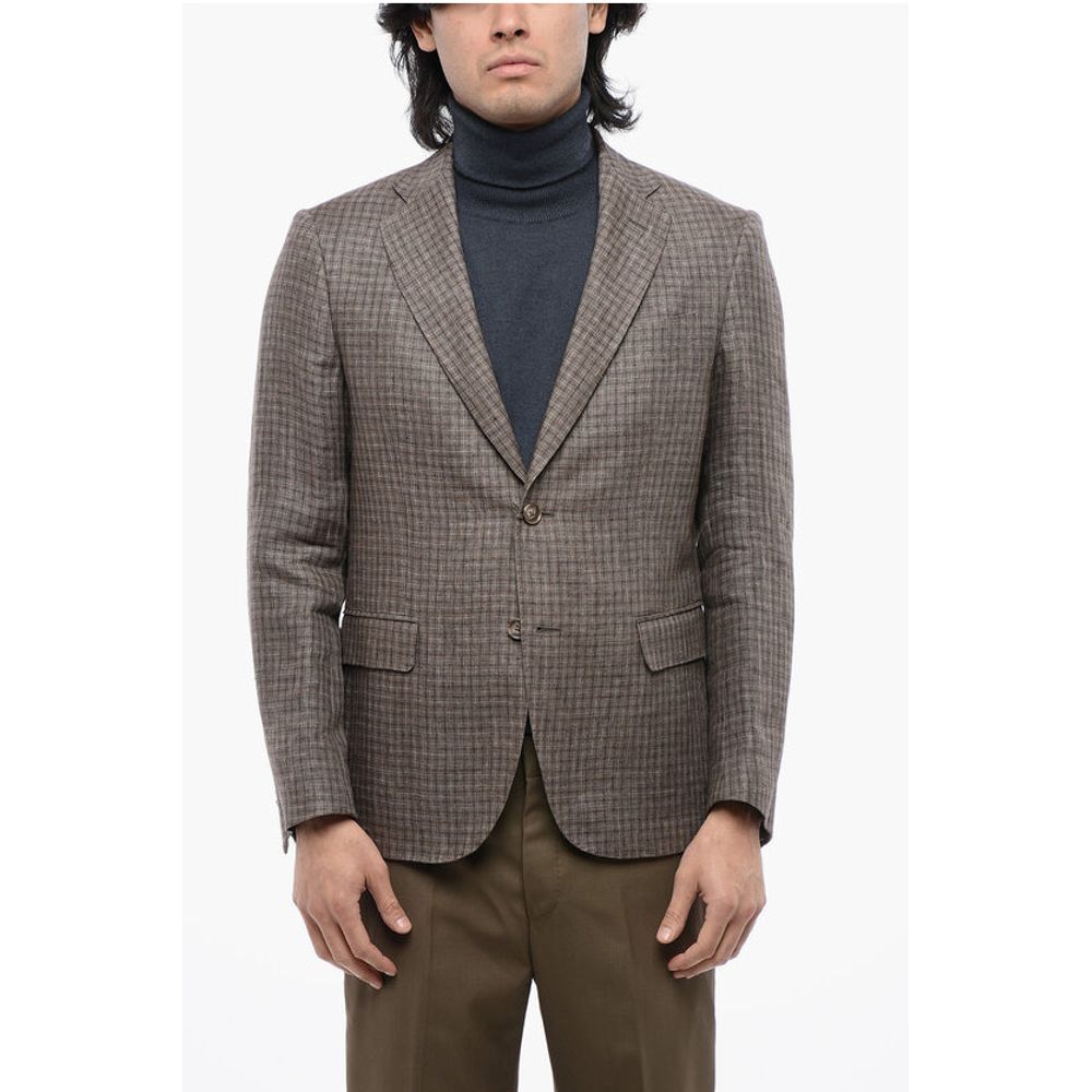 Nino Danieli Gun Club Check Single Breasted Linen Blazer